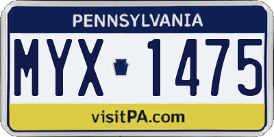 PA license plate MYX1475
