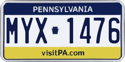 PA license plate MYX1476