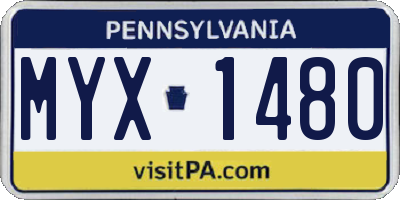 PA license plate MYX1480