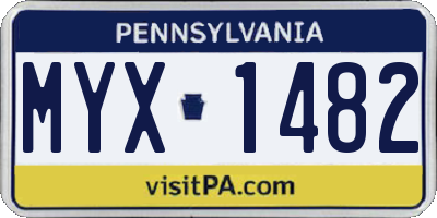 PA license plate MYX1482