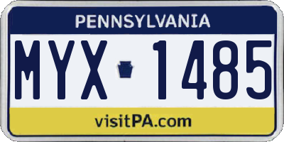 PA license plate MYX1485