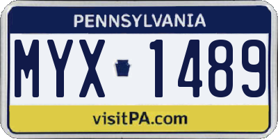 PA license plate MYX1489