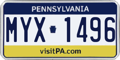 PA license plate MYX1496