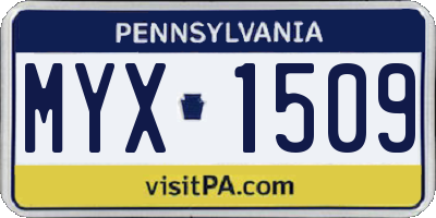 PA license plate MYX1509