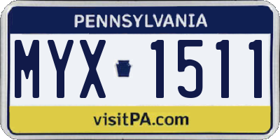 PA license plate MYX1511