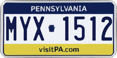 PA license plate MYX1512