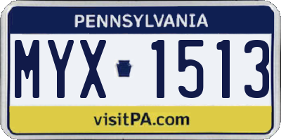 PA license plate MYX1513