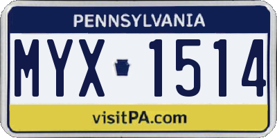 PA license plate MYX1514