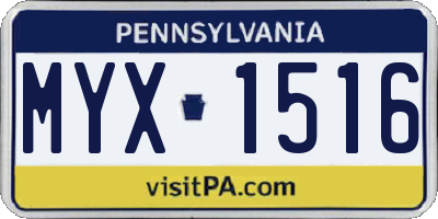 PA license plate MYX1516