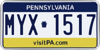 PA license plate MYX1517