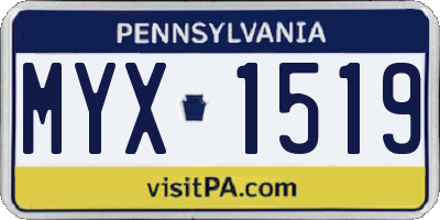 PA license plate MYX1519