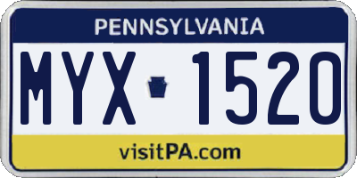 PA license plate MYX1520