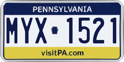 PA license plate MYX1521