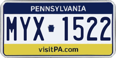 PA license plate MYX1522
