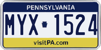 PA license plate MYX1524
