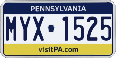 PA license plate MYX1525