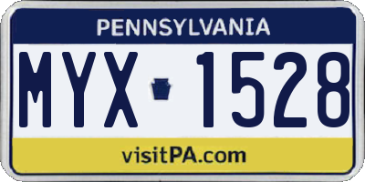 PA license plate MYX1528