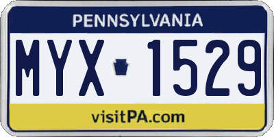 PA license plate MYX1529