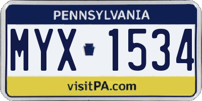 PA license plate MYX1534