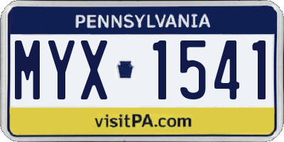 PA license plate MYX1541