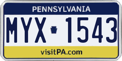 PA license plate MYX1543