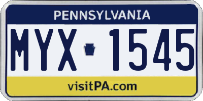 PA license plate MYX1545