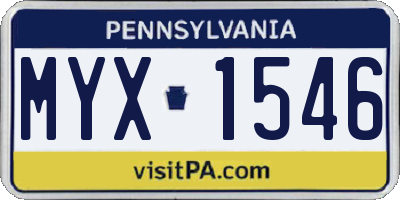 PA license plate MYX1546