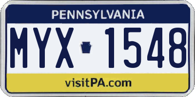 PA license plate MYX1548
