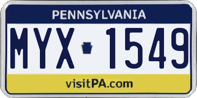 PA license plate MYX1549