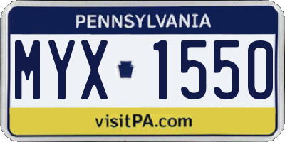 PA license plate MYX1550