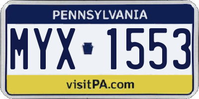 PA license plate MYX1553