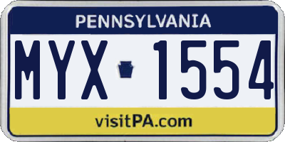 PA license plate MYX1554