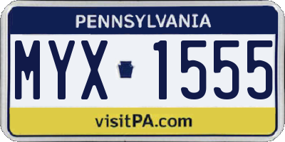 PA license plate MYX1555