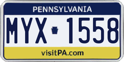 PA license plate MYX1558