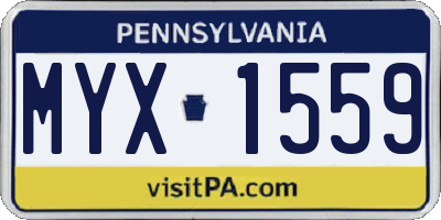 PA license plate MYX1559