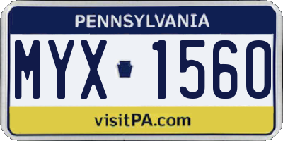 PA license plate MYX1560