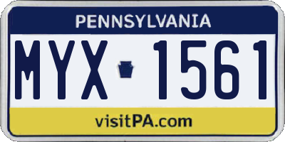 PA license plate MYX1561