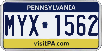 PA license plate MYX1562