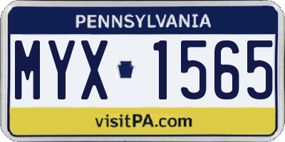 PA license plate MYX1565