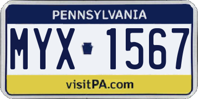 PA license plate MYX1567