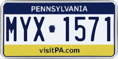 PA license plate MYX1571