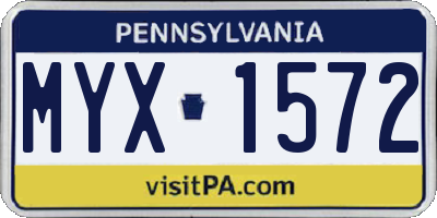 PA license plate MYX1572