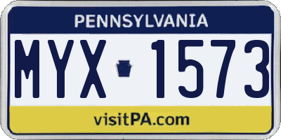 PA license plate MYX1573
