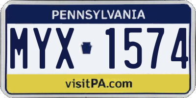 PA license plate MYX1574