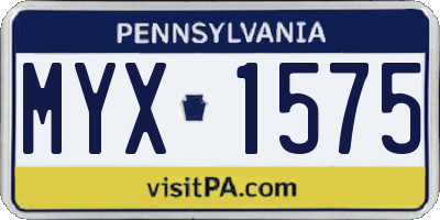 PA license plate MYX1575