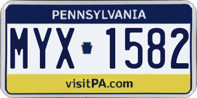 PA license plate MYX1582