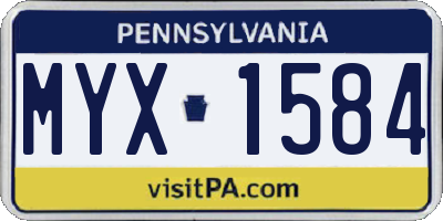 PA license plate MYX1584
