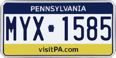 PA license plate MYX1585