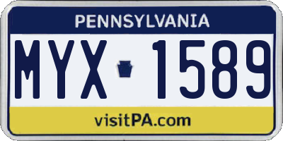 PA license plate MYX1589