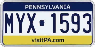 PA license plate MYX1593
